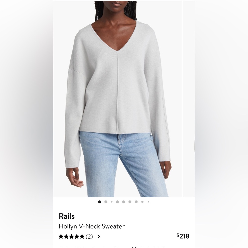Rails Light Gray V-Neck Sweater